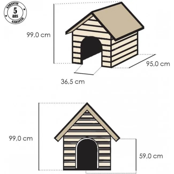 Beige and Brown Plastic Dog House 39 x 37 x 39 inches Durable Outdoor Dog Kennel Shelter