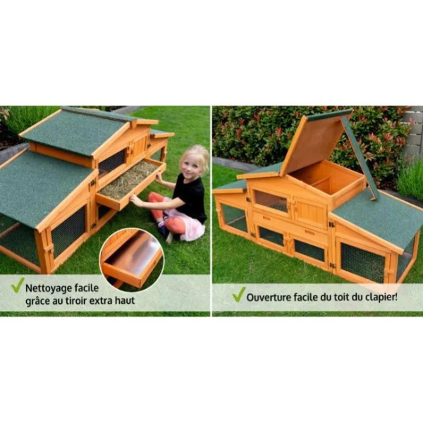 Outdoor Rabbit Hutch Cage 185x51x75cm Large Small Animal Enclosure