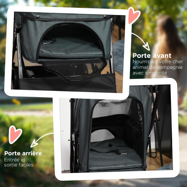Dog Stroller with 4 Swivel Wheels Pet Carrier Cart for Small to Medium Dogs