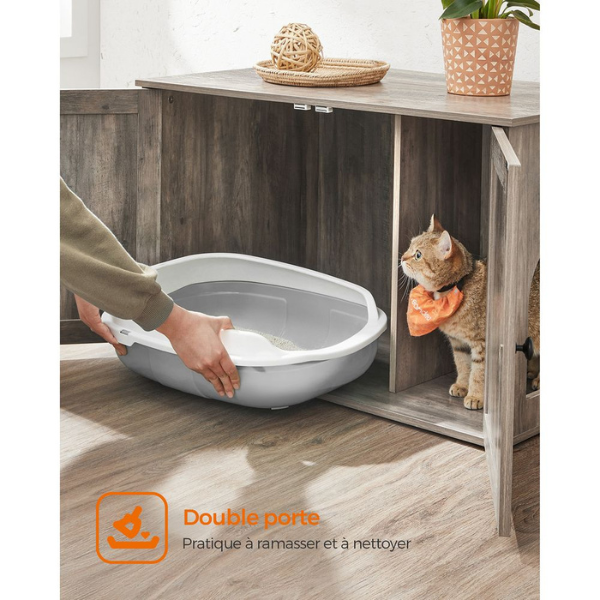 Cat Litter Box Furniture with Removable Divider Cat Toilet Home