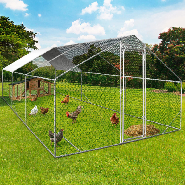18 sq ft Chicken Coop Run 6x3 ft Galvanized Steel Mesh Enclosure