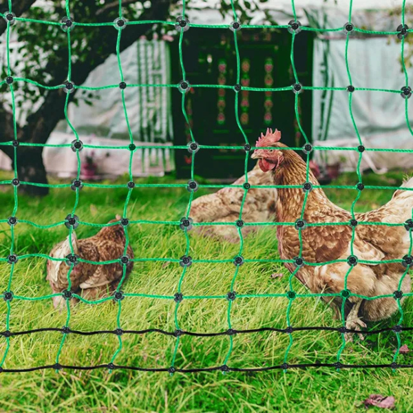 Electric Fence Net Kit 4 ft x 168 ft - Portable Polyethylene Mesh Fence with Posts and Double Pointed Stakes for Chicken Enclosure