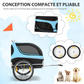Folding Dog Bike Trailer with Oxford Canvas Pet Carrier Stroller with Flag 8 Reflectors Max Load 88 lbs