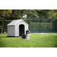 Beige and Brown Plastic Dog House 39 x 37 x 39 inches Durable Outdoor Dog Kennel Shelter