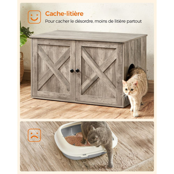 Cat Litter Box Furniture with Removable Divider Cat Toilet Home