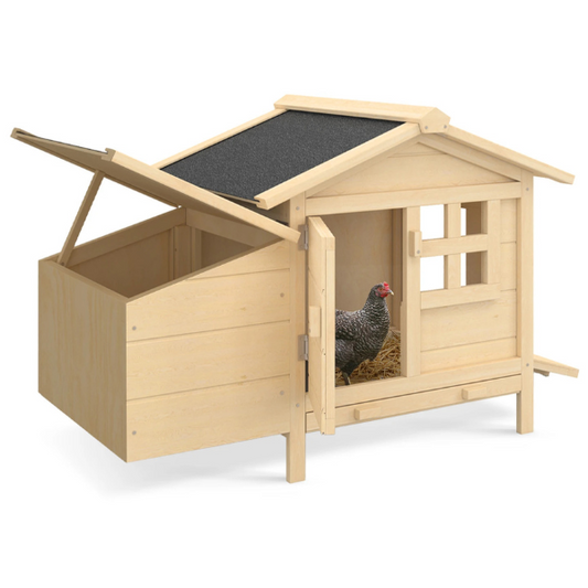 Raised Wooden Chicken Coop with Nesting Box