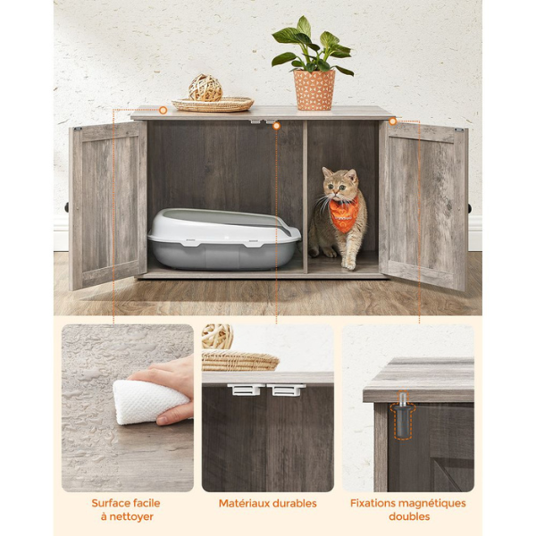 Cat Litter Box Furniture with Removable Divider Cat Toilet Home