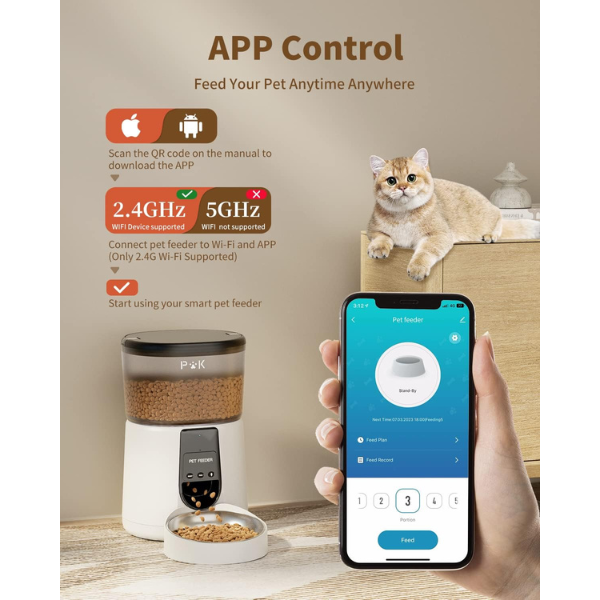 Smart Automatic Cat Feeder with Portion Control and Wifi Connectivity