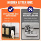Wooden Litter Box Cabinet for 2 Cats Black Rattan Decor Cat Furniture Storage Unit