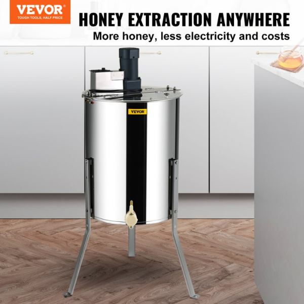 Electric Honey Extractor Stainless Steel 4 8 Frame Centrifuge Honey Separator with Lid 140W Adjustable Height Beekeeping Equipment