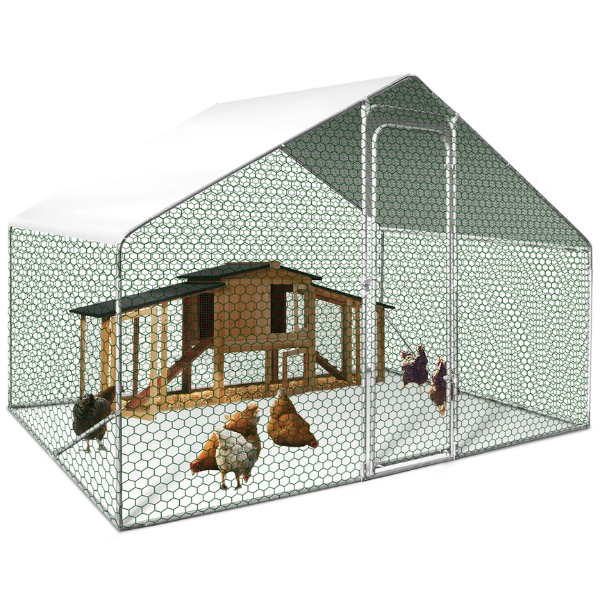 Chicken Coop Run 65 Sq Ft Wire Mesh Enclosure 3x2 ft Galvanized Steel Yard Pen