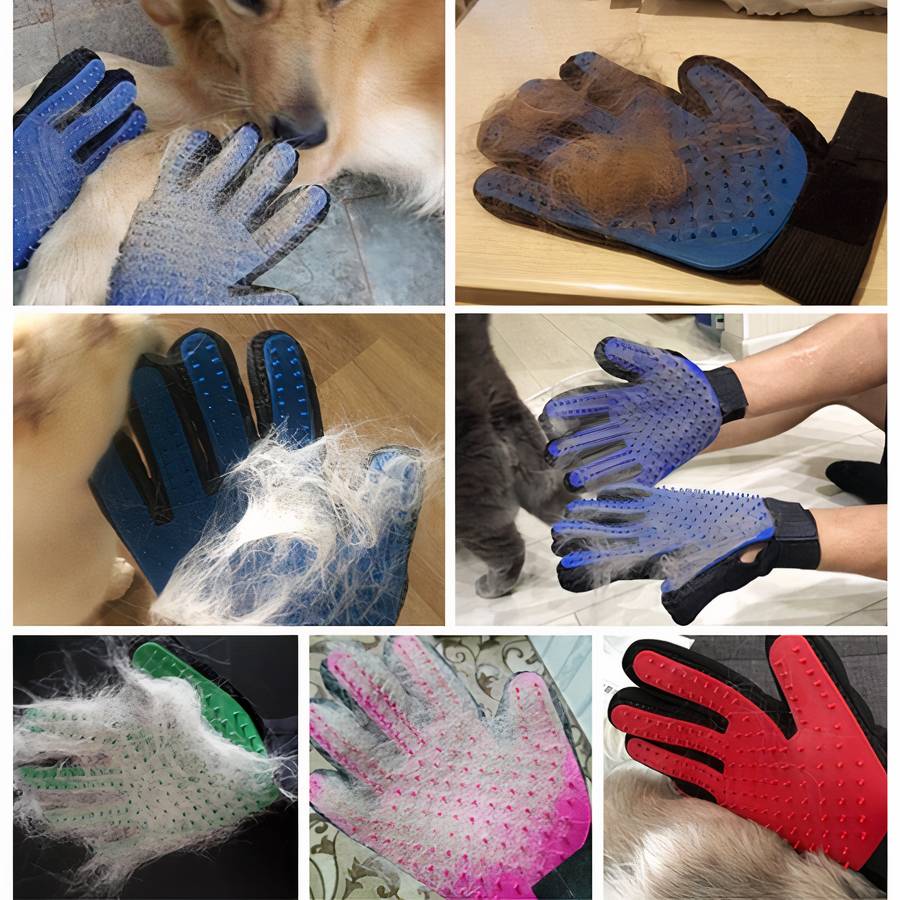 Dog Grooming and Massaging Glove for Pet Hair Removal and Bathing