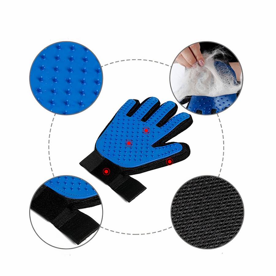 Dog Grooming and Massaging Glove for Pet Hair Removal and Bathing