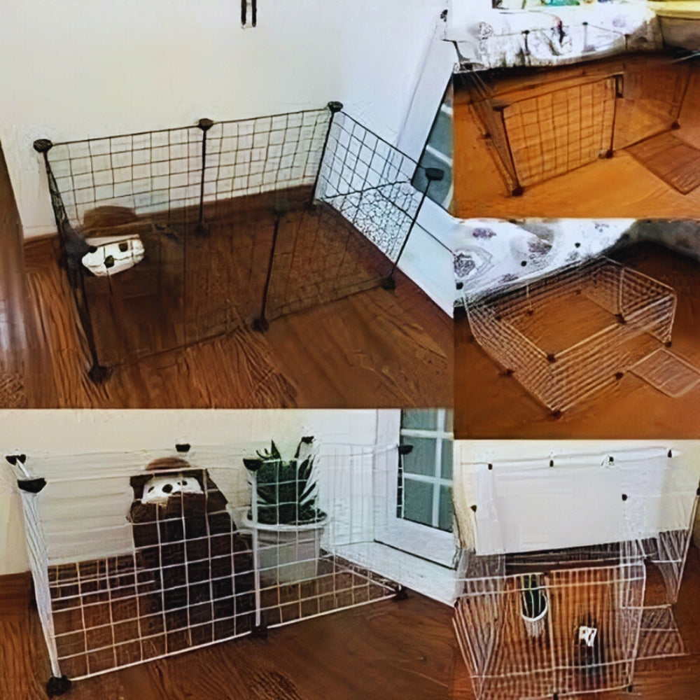 Foldable Metal Dog Playpen with Iron Barriers Pet Fence for Puppies