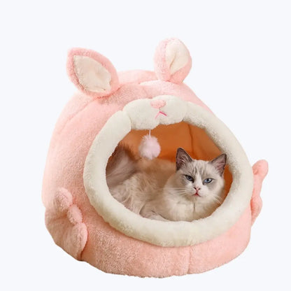 Rabbit Shaped Cat Bed Cozy Pet Sleeping Nest Small Animal Furniture