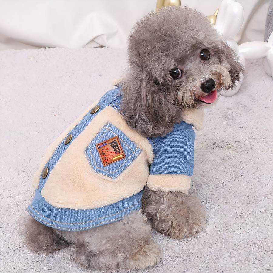 Winter Denim Dog Coat Warm Jacket for Small Medium Large Dogs