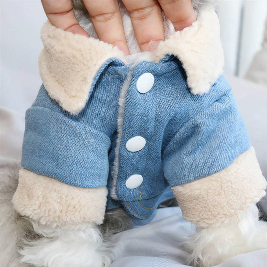 Winter Denim Dog Coat Warm Jacket for Small Medium Large Dogs