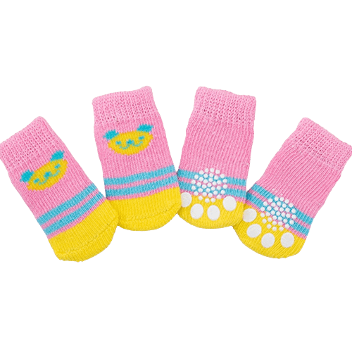 Dog Socks Pink Koala Pattern Cozy Non Slip Pet Booties