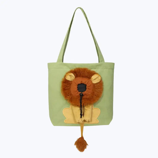 Lion Cat Motif Tote Bag Animal Print Canvas Shoulder Bag