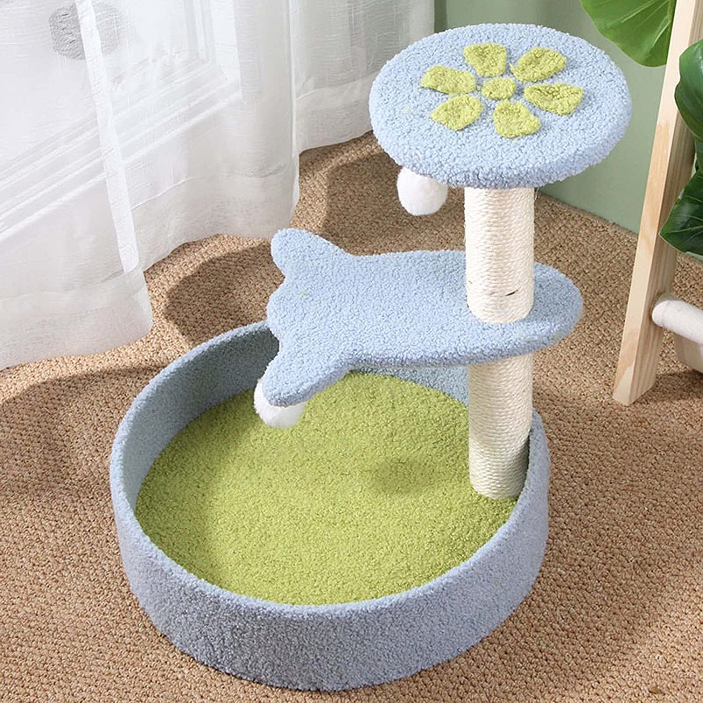 KiTree Small Cat Tree Natural Wooden Cat Tower
