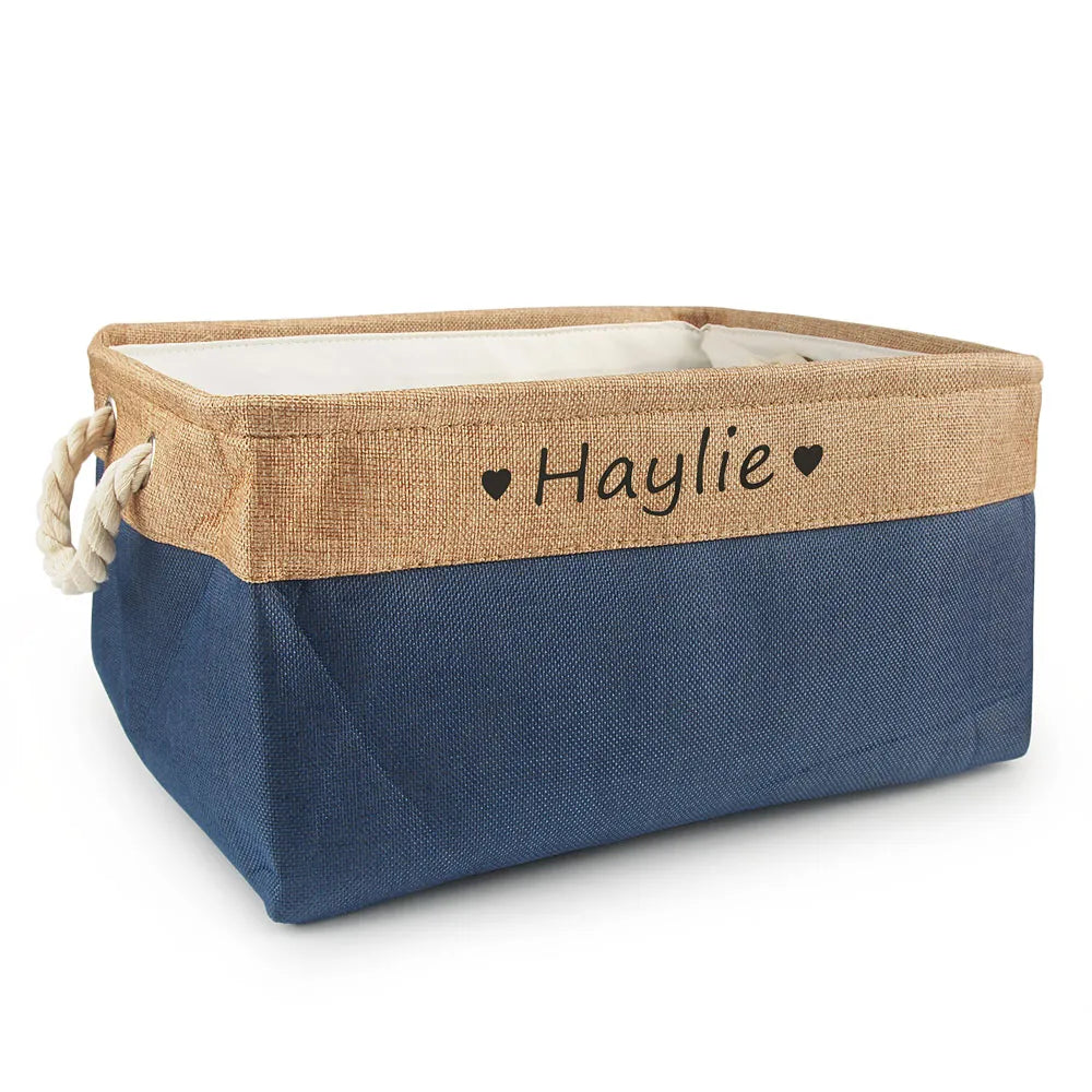 Custom Pet Storage Basket Personalized Pet Organizer Bin with Name Holder