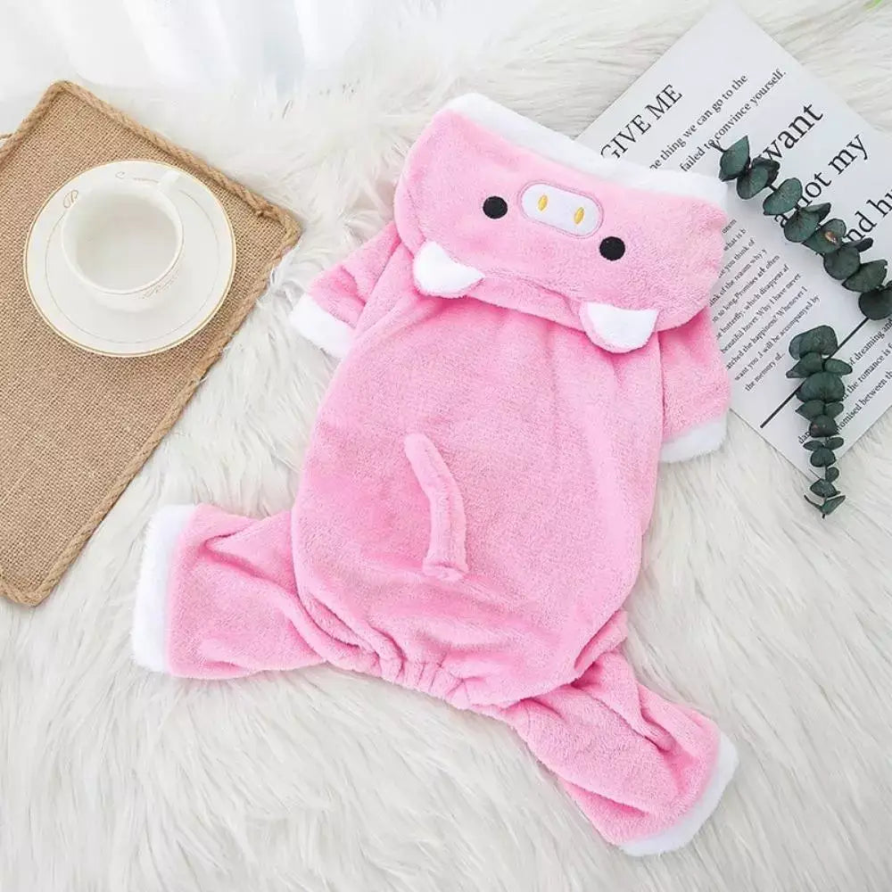Cat Costume with Cow Hoodie Animal Onesie Pajamas