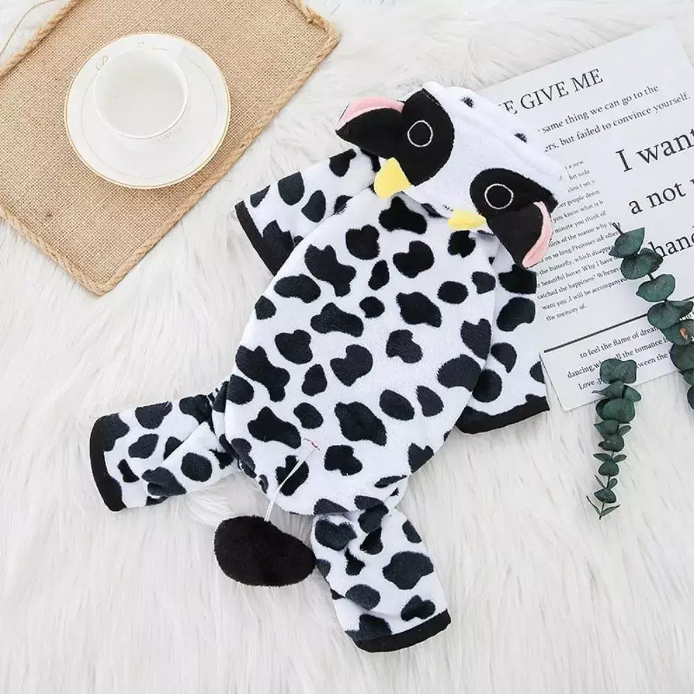Cat Costume with Cow Hoodie Animal Onesie Pajamas