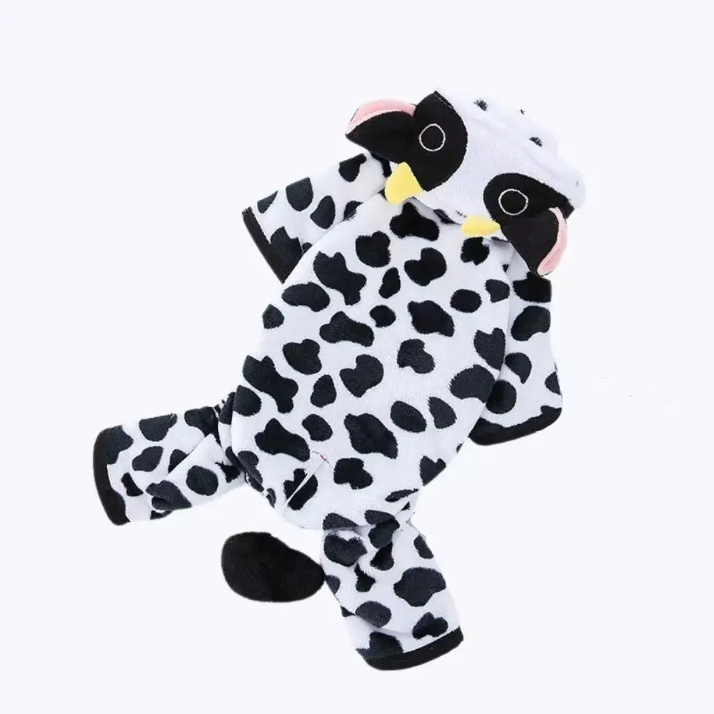 Cat Costume with Cow Hoodie Animal Onesie Pajamas