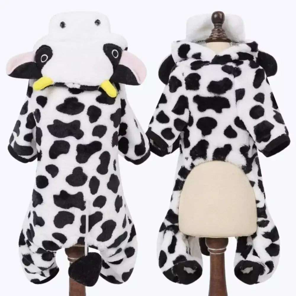 Cat Costume with Cow Hoodie Animal Onesie Pajamas