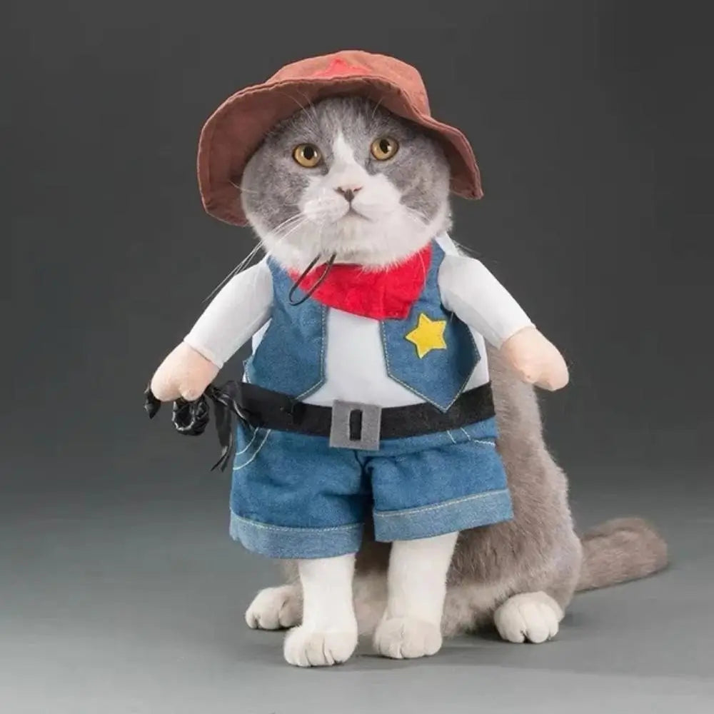 Cat Cowboy Costume Pet Outfit Western Dress Up for Cats and Small Dogs
