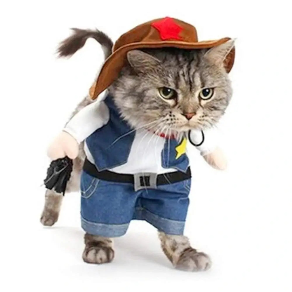 Cat Cowboy Costume Pet Outfit Western Dress Up for Cats and Small Dogs