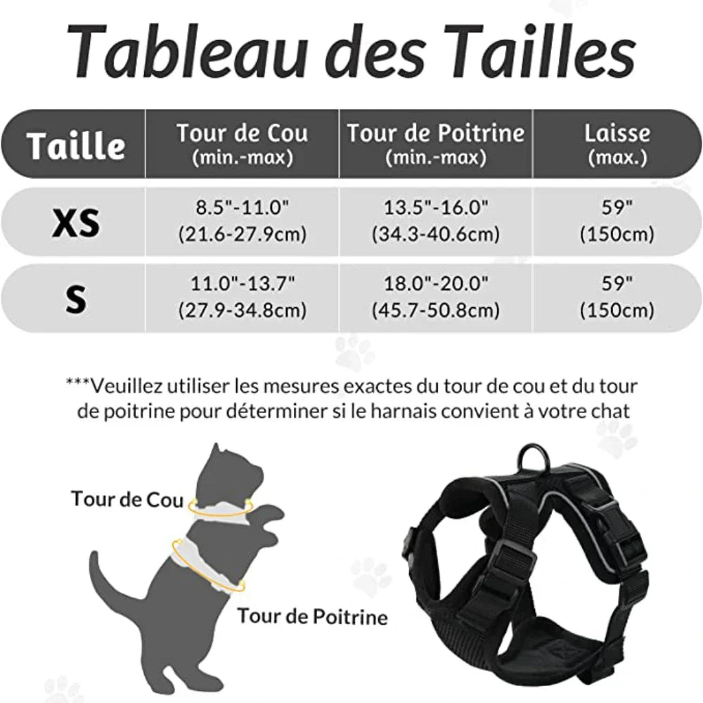 Escape Proof Cat Harness Adjustable No Escape Kitty Harness for Outdoor Safety