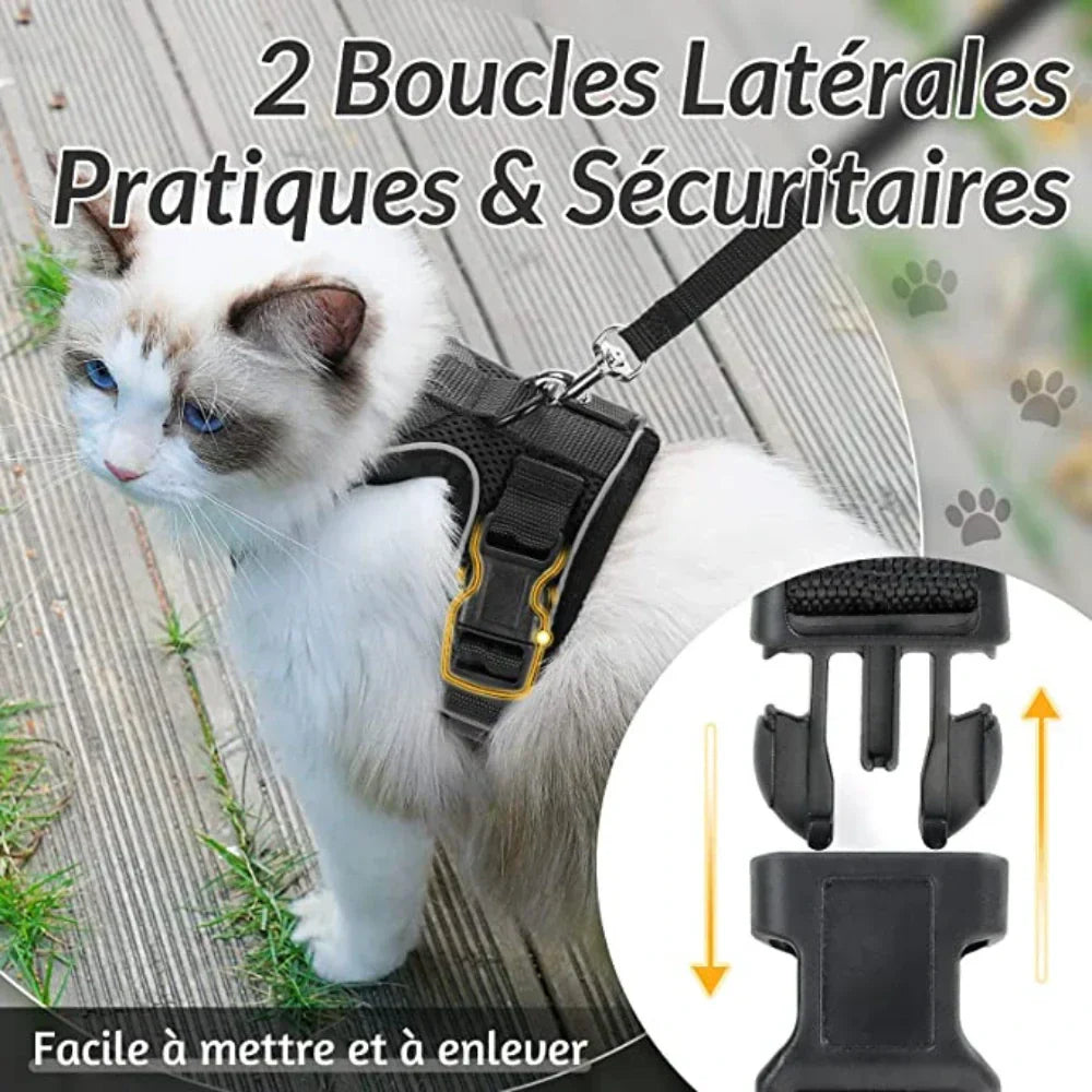 Escape Proof Cat Harness Adjustable No Escape Kitty Harness for Outdoor Safety