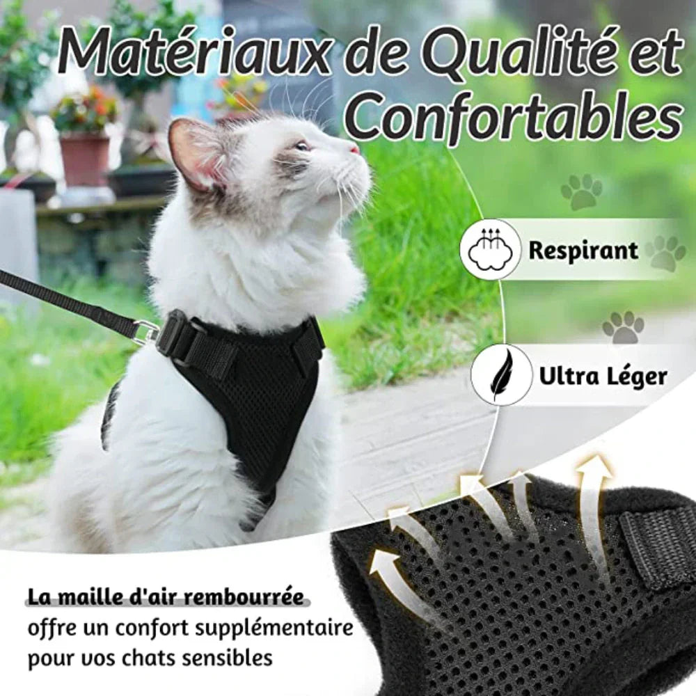 Escape Proof Cat Harness Adjustable No Escape Kitty Harness for Outdoor Safety