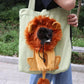 Lion Cat Motif Tote Bag Animal Print Canvas Shoulder Bag