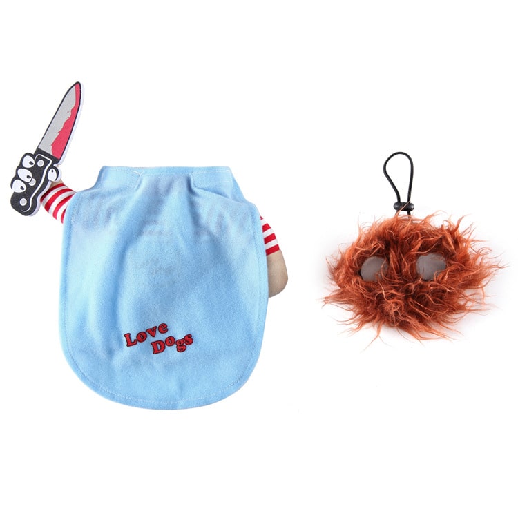 Chucky Costume for Dogs and Cats Scary Halloween Pet Outfit