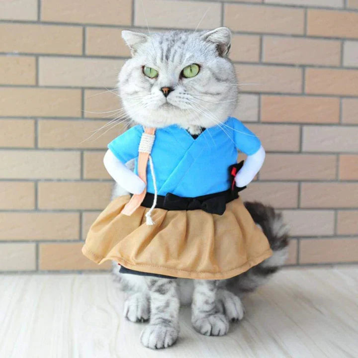 Samurai Costume for Cats and Dogs Pet Halloween Outfit