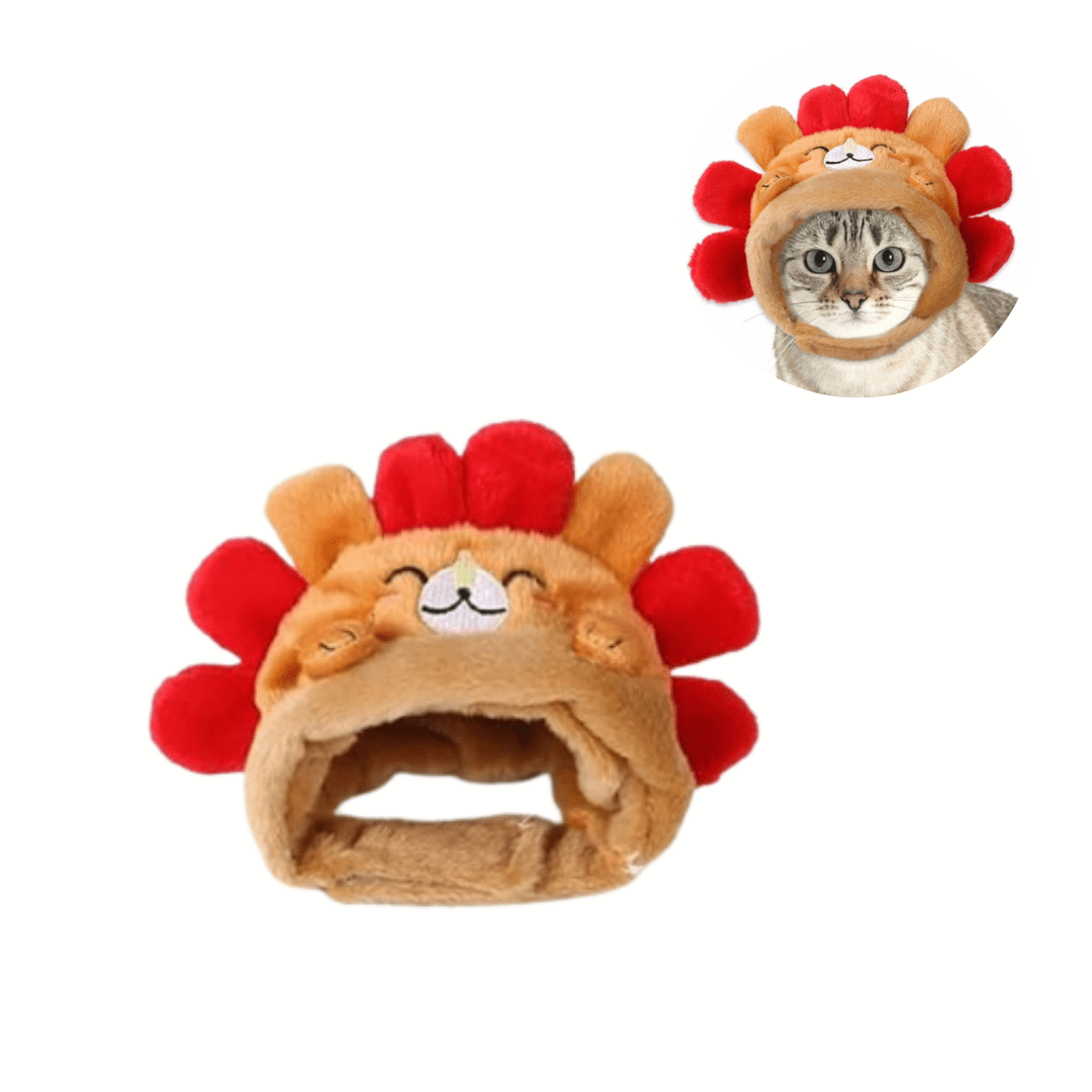 Cat Head Costume Hat for Cats Pet Halloween Dress Up Accessory