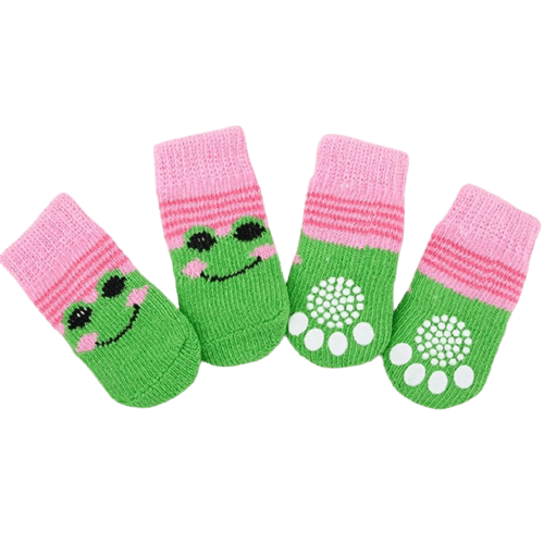 Dog Socks Frog Design Cute Non Slip Pet Booties