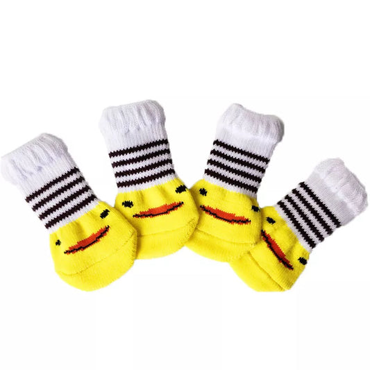 Dog Socks Yellow Striped Non Slip Pet Socks for Puppies and Small Dogs