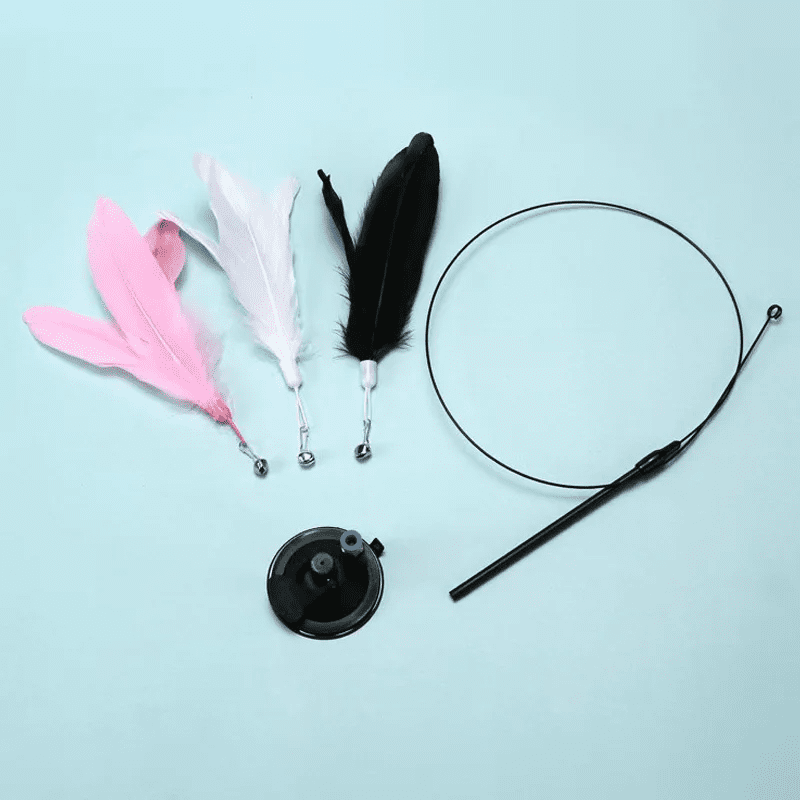 Cat Fishing Rod Toy with Suction Cup for Interactive Play