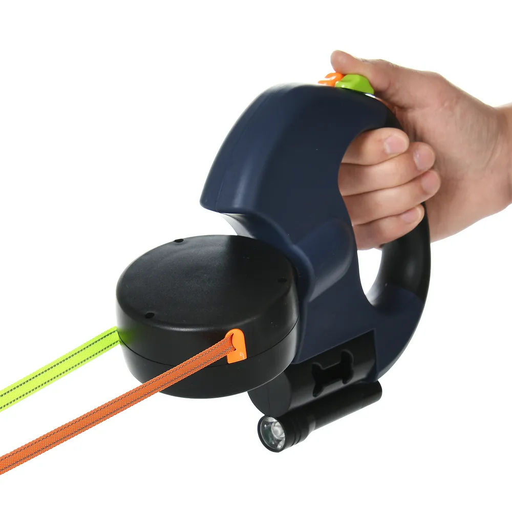Double Retractable Dog Leash with LED Light