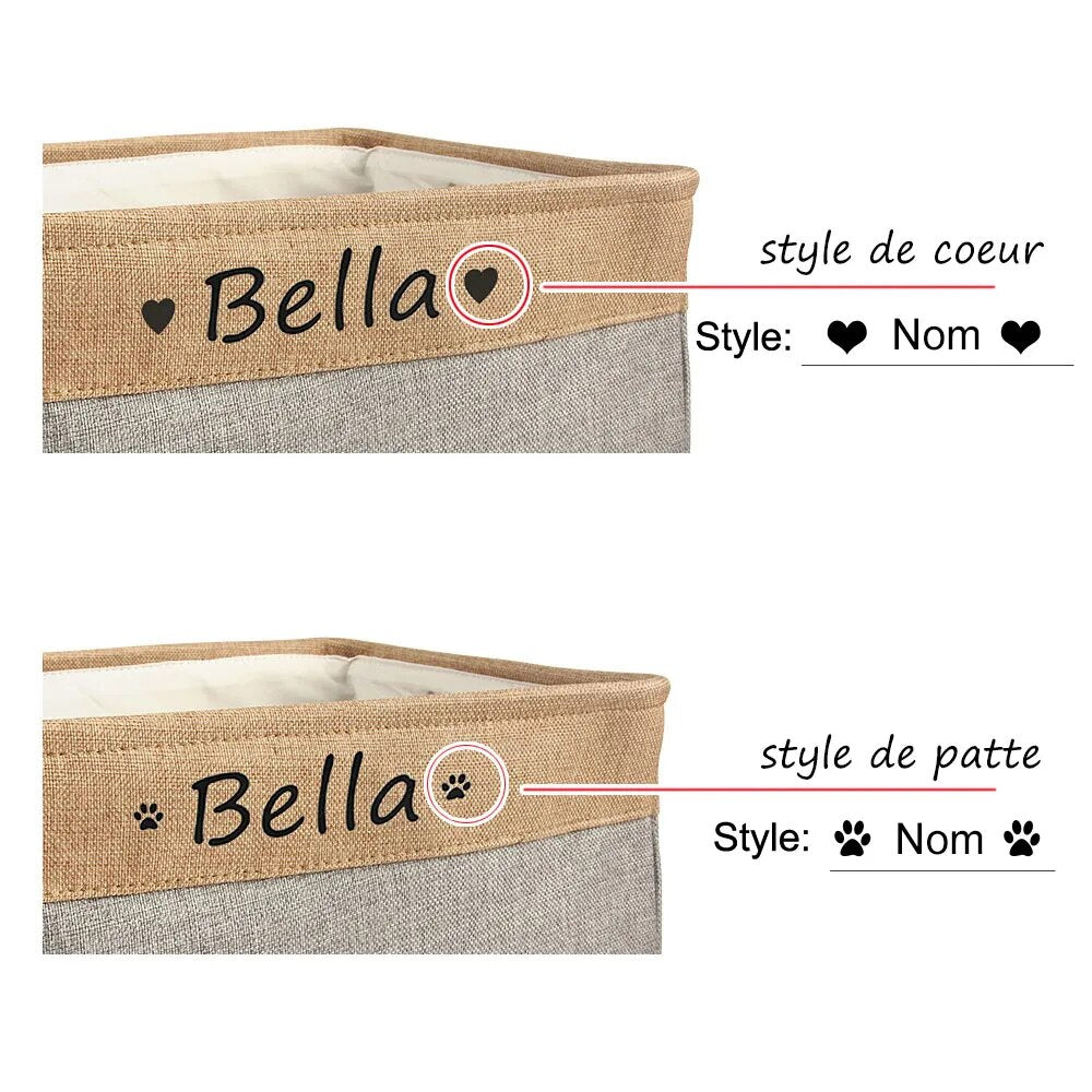 Custom Pet Storage Basket Personalized Pet Organizer Bin with Name Holder