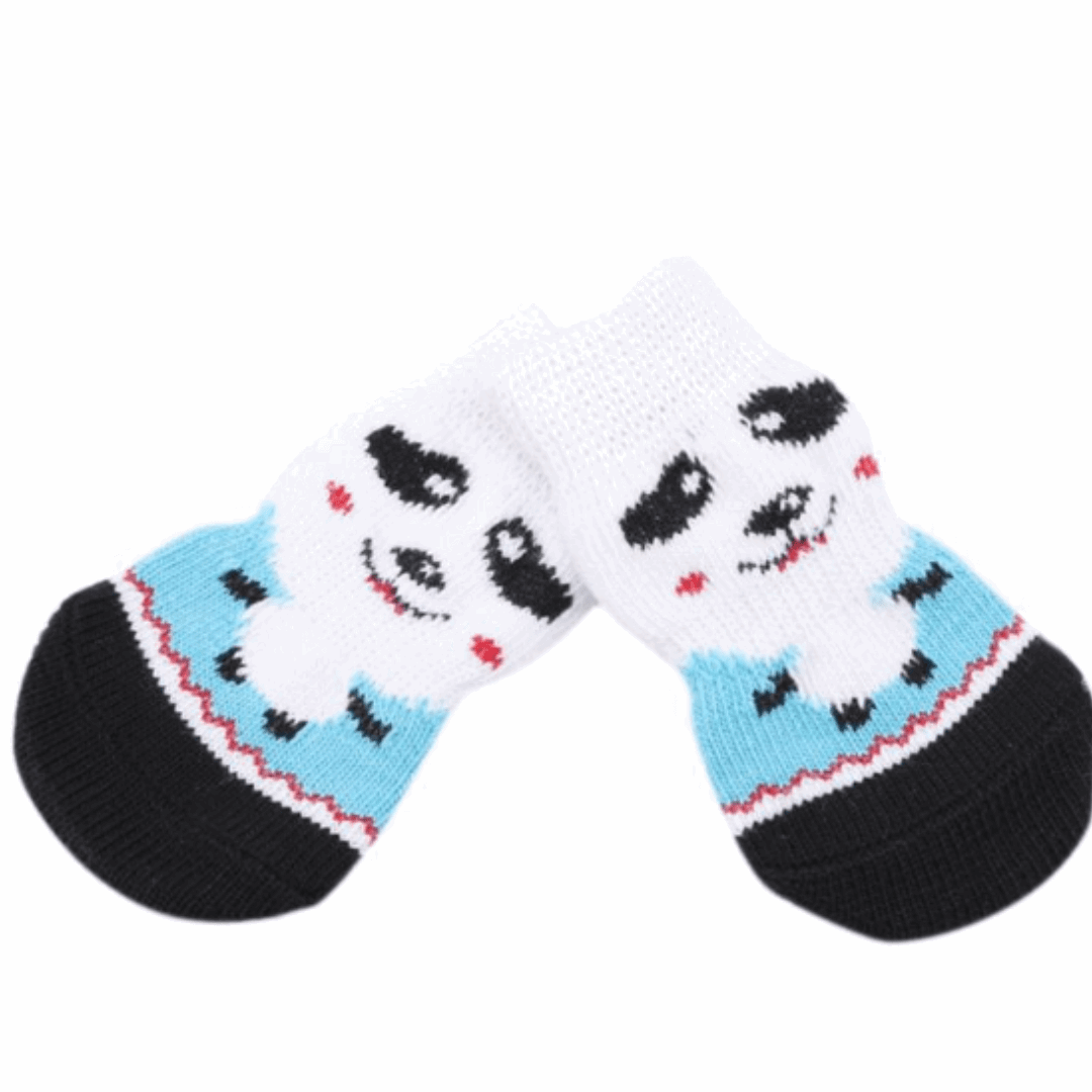 Dog Socks Panda Pattern Non Slip Pet Socks for Small Medium Dogs