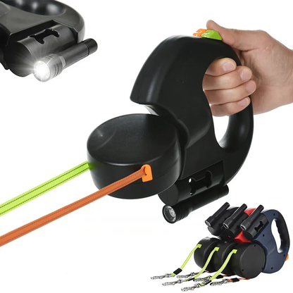 Double Retractable Dog Leash with LED Light