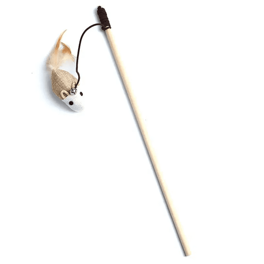 Wooden Cat Fishing Rod Toy Interactive Cat Wand Teaser Stick
