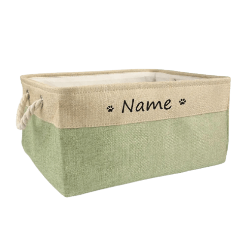 Custom Pet Storage Basket Personalized Pet Organizer Bin with Name Holder